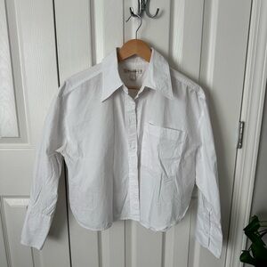 Banana republic Women’s White the boxy crop shirt Button-Up with collar
